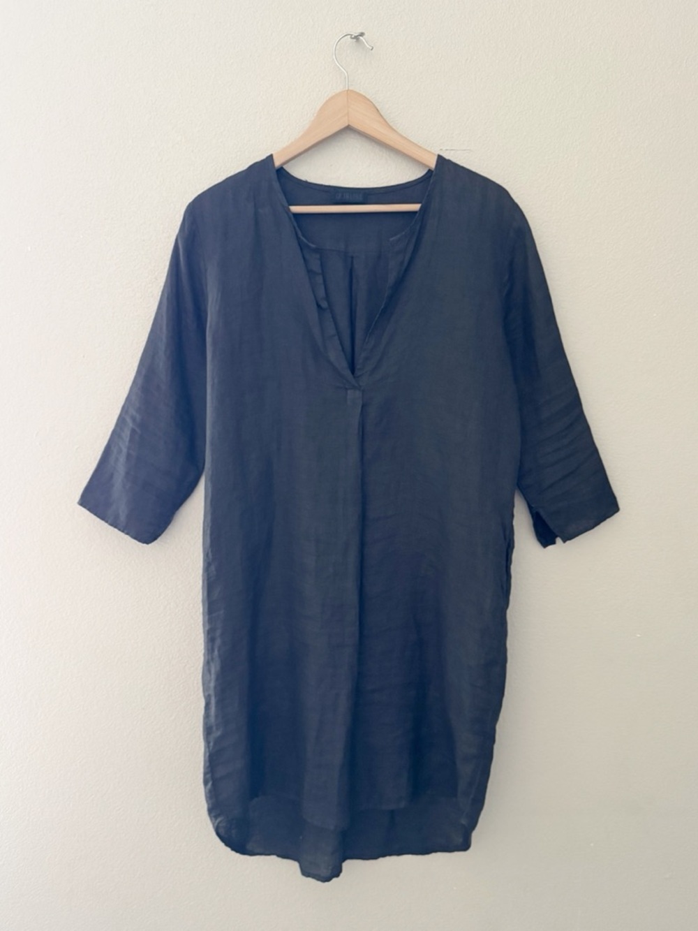 CP Shades Linen Tunic Dress Cover Up Med Black Drapey Casual Minimalist Boho